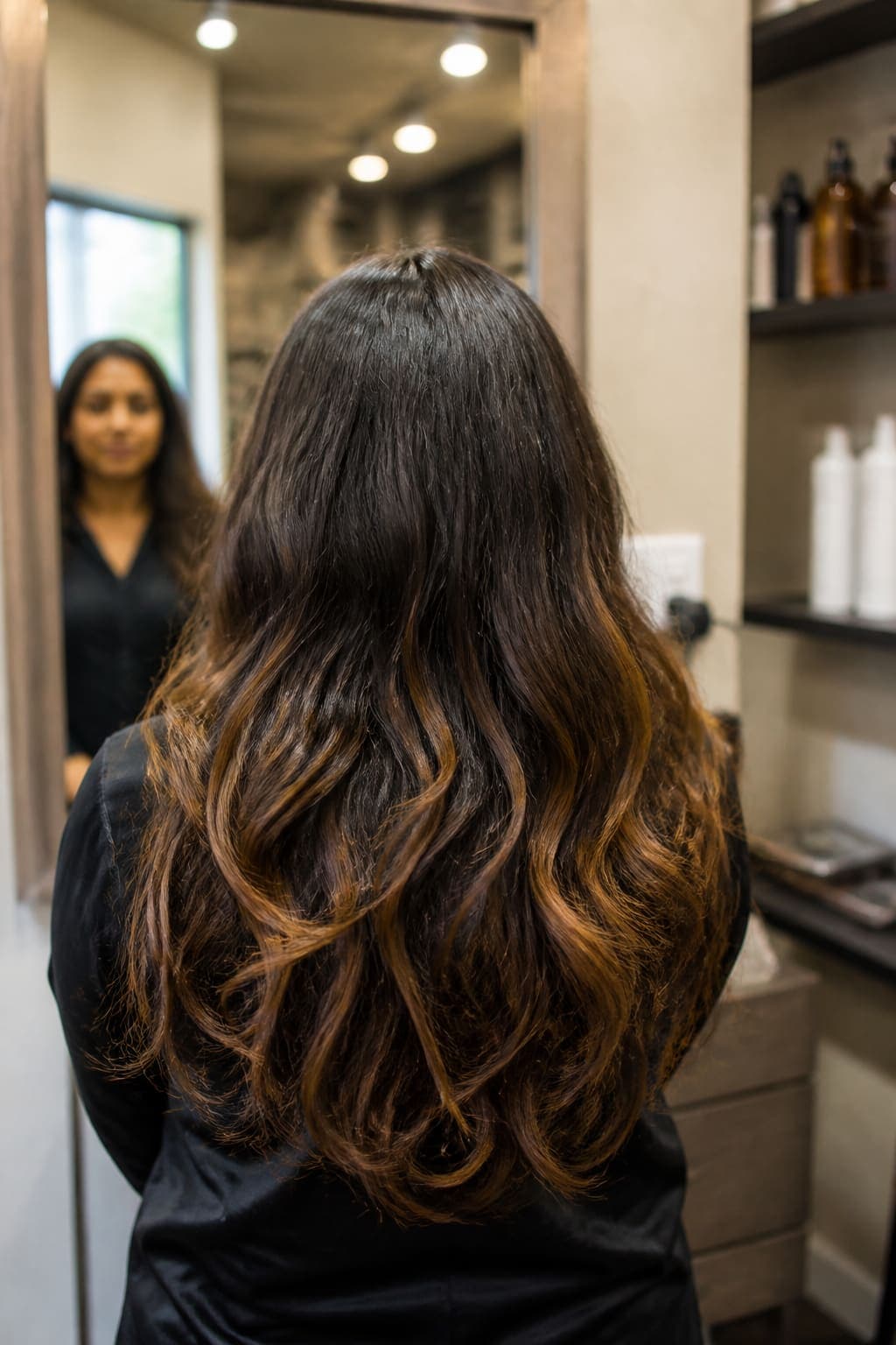 Warm balayage hair colour